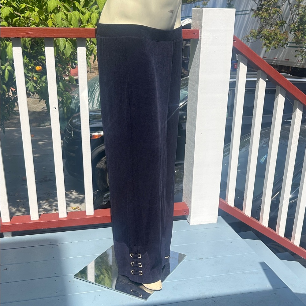 Navy Blue Bottoms with Eyelet Lace-Up Hems Chico’s Size 2
